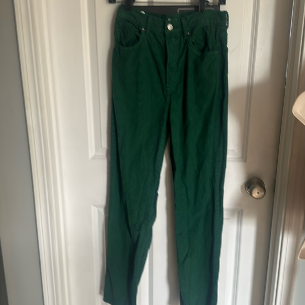 Pac Sun size 27 green button fly thick wale corduroy jeans